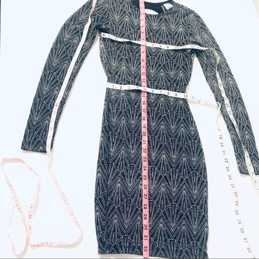 NWOT H&M BLACK GLITTER PATTERN BODYCON DRESS - Picture 7 of 9